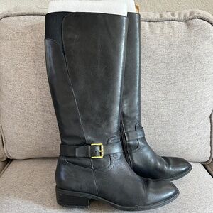 Lauren Ralph Lauren Black Leather Knee-High Tall Boots Sz 8
